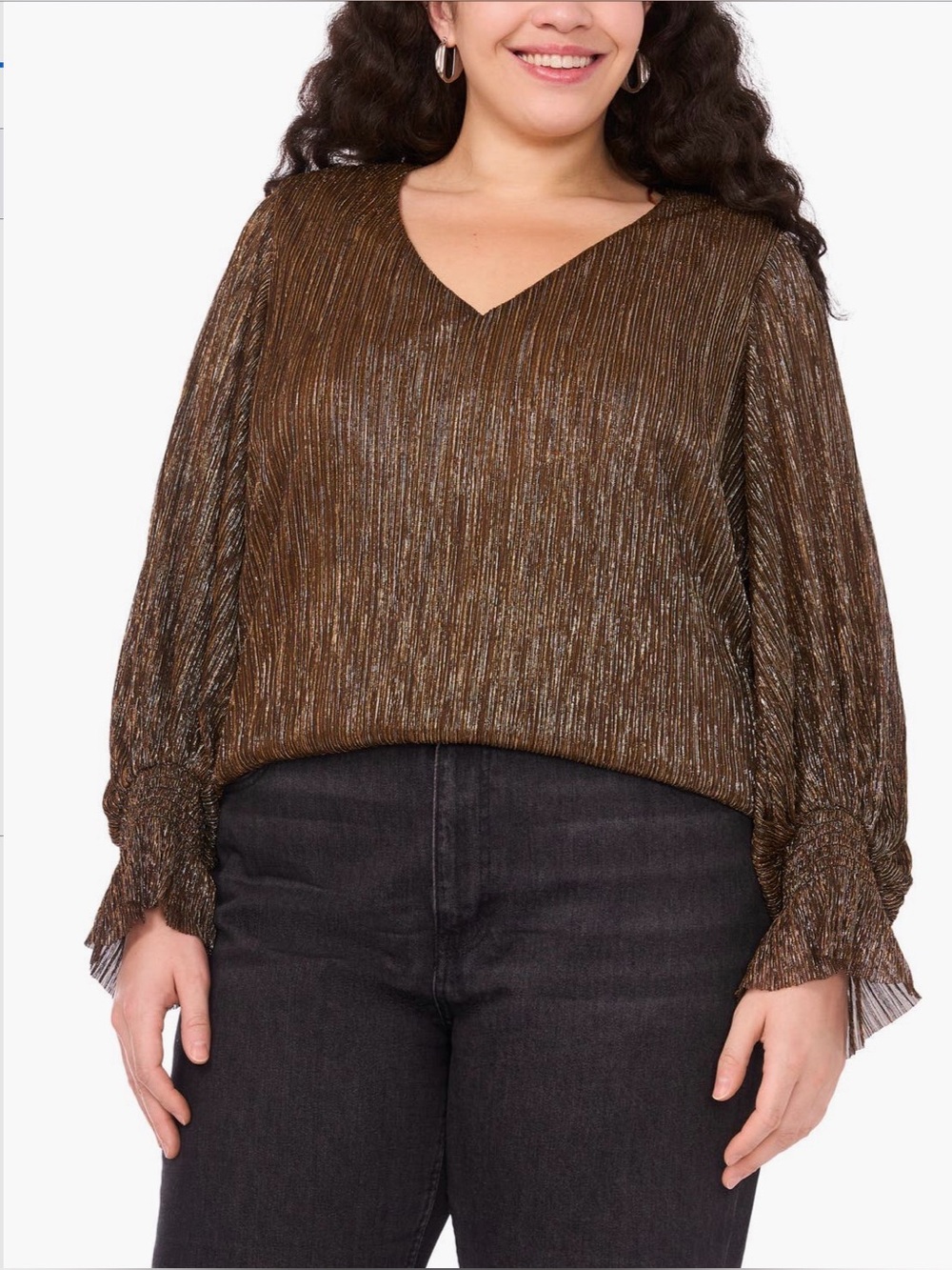 NEW…Vince Camuto Metallic V-Neck Blouse